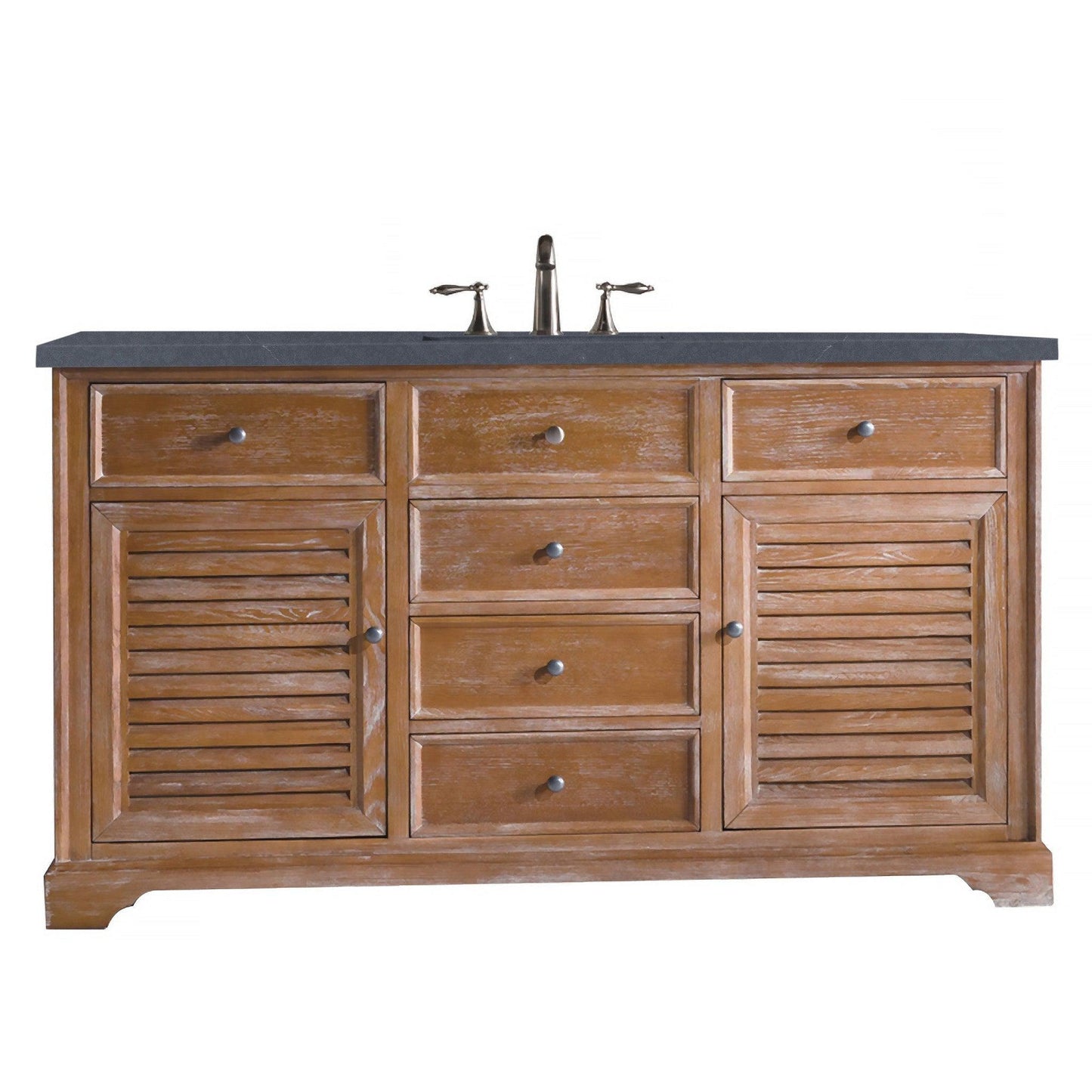 James Martin Vanities Savannah 60" Driftwood Single Vanity Cabinet With 3cm Charcoal Soapstone Quartz Top