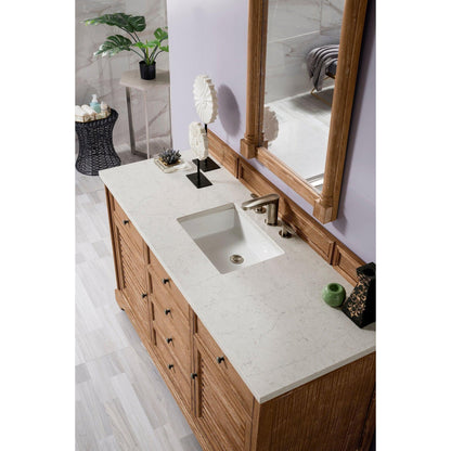 James Martin Vanities Savannah 60" Driftwood Single Vanity Cabinet With 3cm Eternal Jasmine Pearl Quartz Top