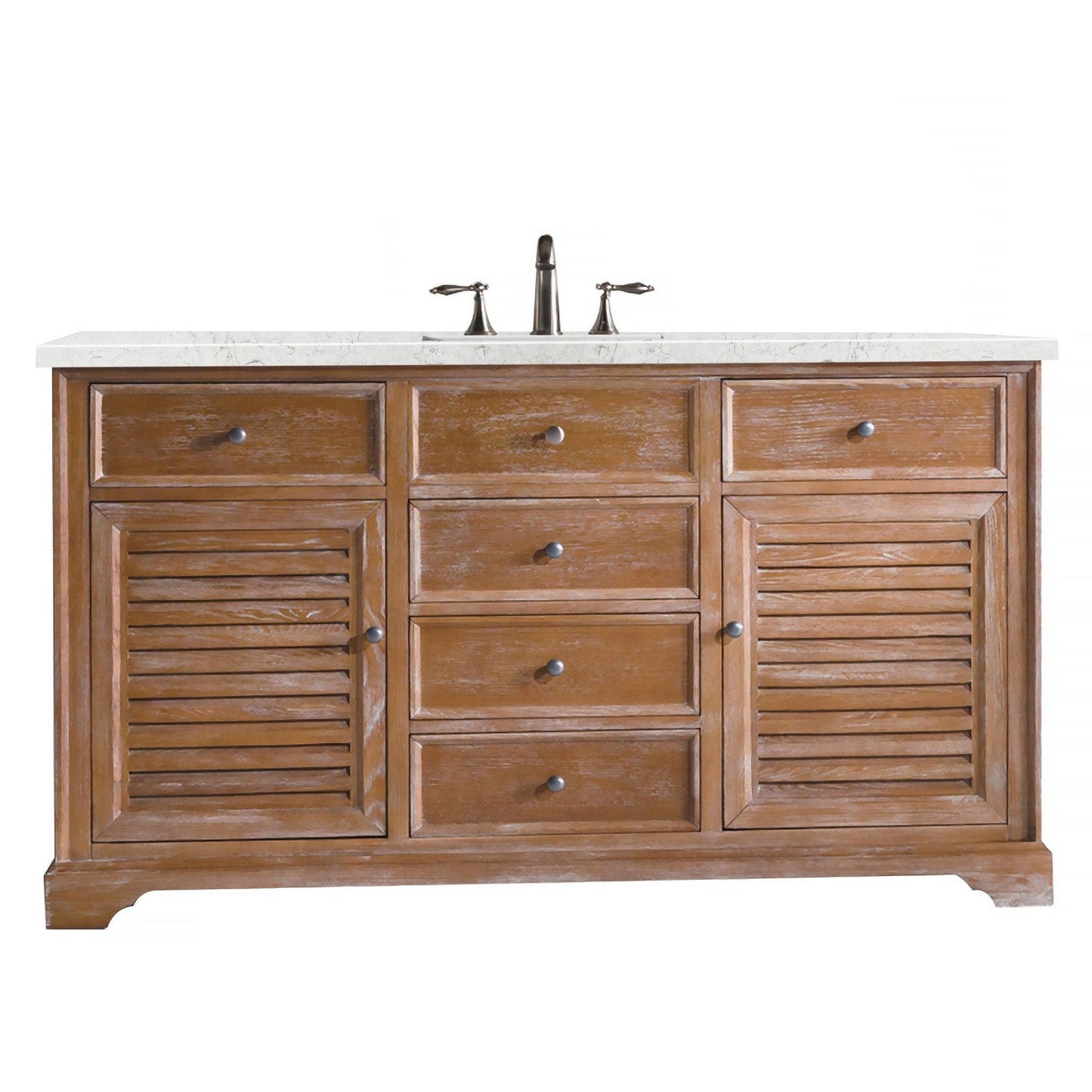 James Martin Vanities Savannah 60" Driftwood Single Vanity Cabinet With 3cm Eternal Jasmine Pearl Quartz Top