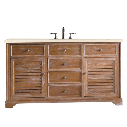 James Martin Vanities Savannah 60" Driftwood Single Vanity Cabinet With 3cm Eternal Marfil Quartz Top