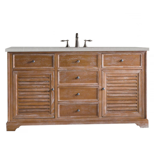 James Martin Vanities Savannah 60" Driftwood Single Vanity Cabinet With 3cm Eternal Serena Quartz Top