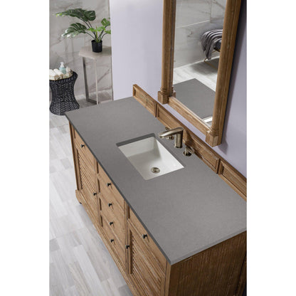 James Martin Vanities Savannah 60" Driftwood Single Vanity Cabinet With 3cm Grey Expo Quartz Top