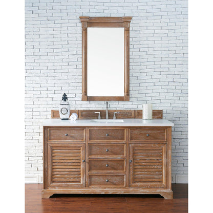 James Martin Vanities Savannah 60" Driftwood Single Vanity Cabinet With 3cm White Zeus Quartz Top