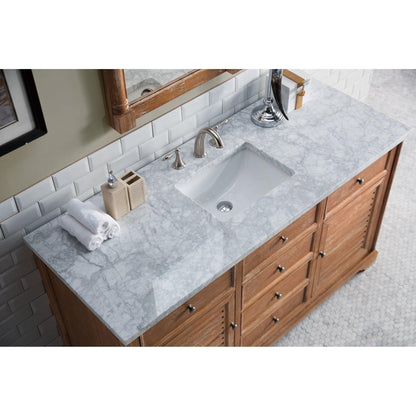 James Martin Vanities Savannah 60" Driftwood Single Vanity With 3cm Carrara Marble Top