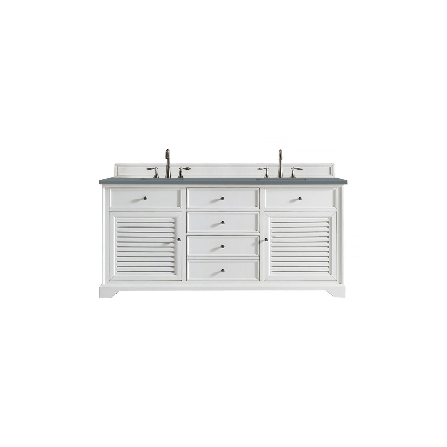 James Martin Vanities Savannah 72" Bright White Double Vanity Cabinet With 3cm Cala Blue Quartz Top