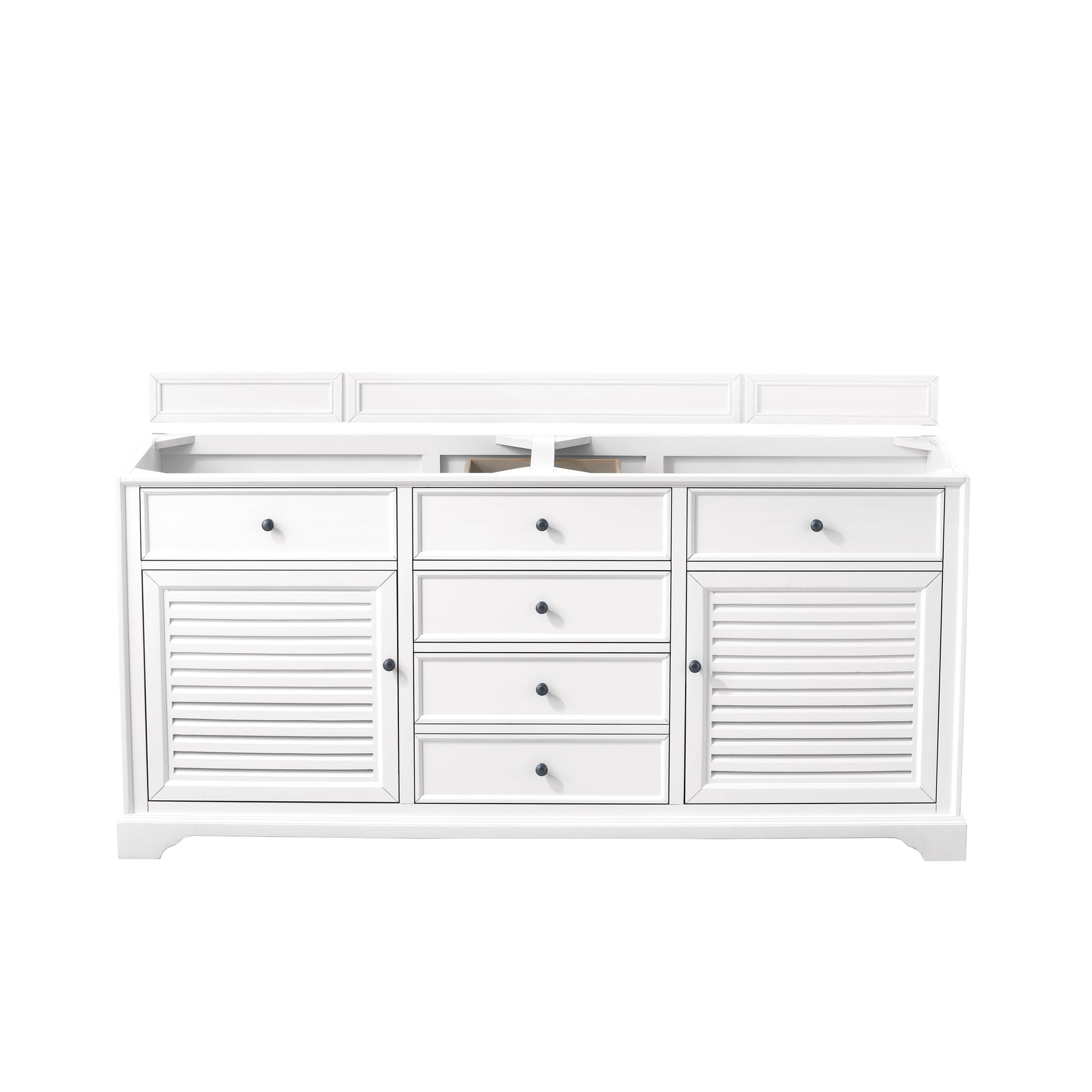 James Martin Vanities Savannah 72" Bright White Double Vanity Cabinet With 3cm Eternal Jasmine Pearl Quartz Top