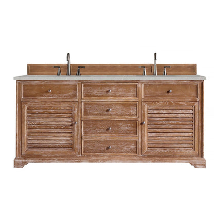 James Martin Vanities Savannah 72" Driftwood Double Vanity Cabinet With 3cm Eternal Serena Quartz Top