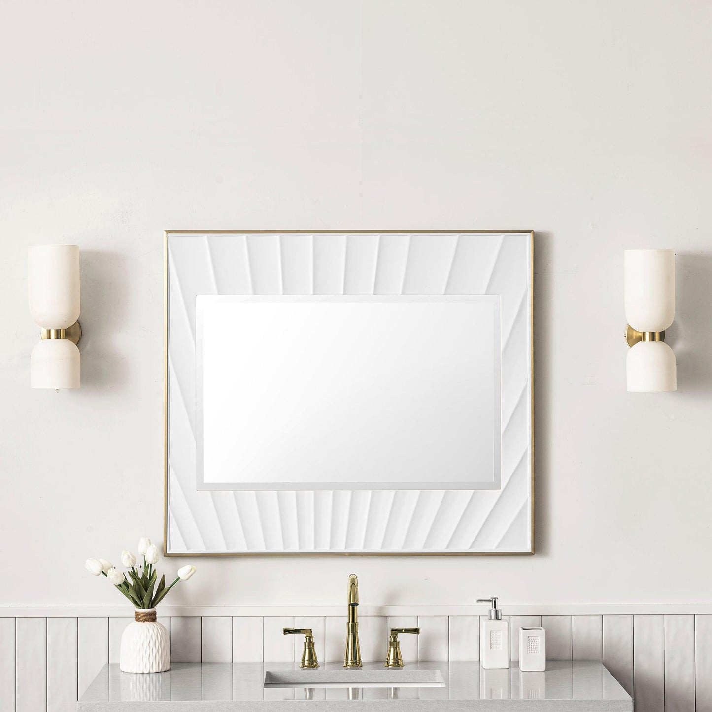 James Martin Vanities Soleil 36" Matte White with Gold Mirror