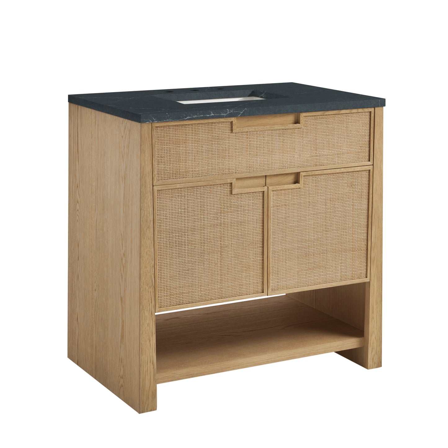 James Martin Vanities Solene 36" Seaside Oak Single Vanity With 3cm Charcoal Soapstone Quartz Top