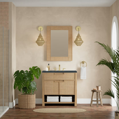 James Martin Vanities Solene 36" Seaside Oak Single Vanity With 3cm Charcoal Soapstone Quartz Top