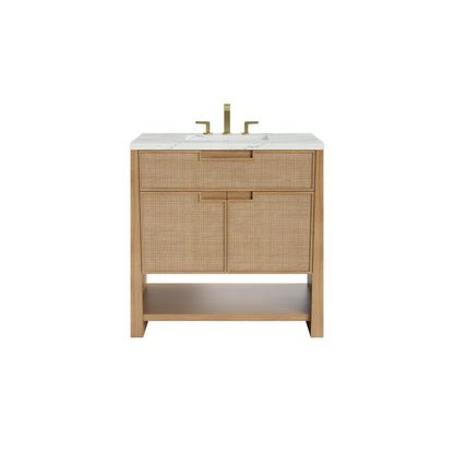 James Martin Vanities Solene 36" Seaside Oak Single Vanity With 3cm Ethereal Noctis Quartz Top