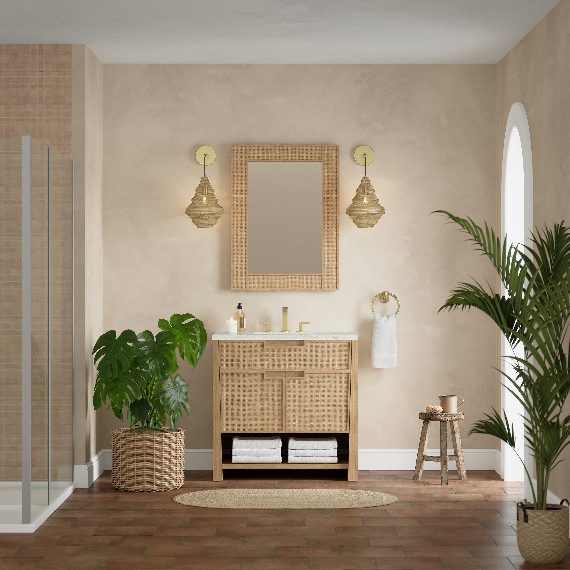 James Martin Vanities Solene 36" Seaside Oak Single Vanity With 3cm Victorian Silver Quartz Top