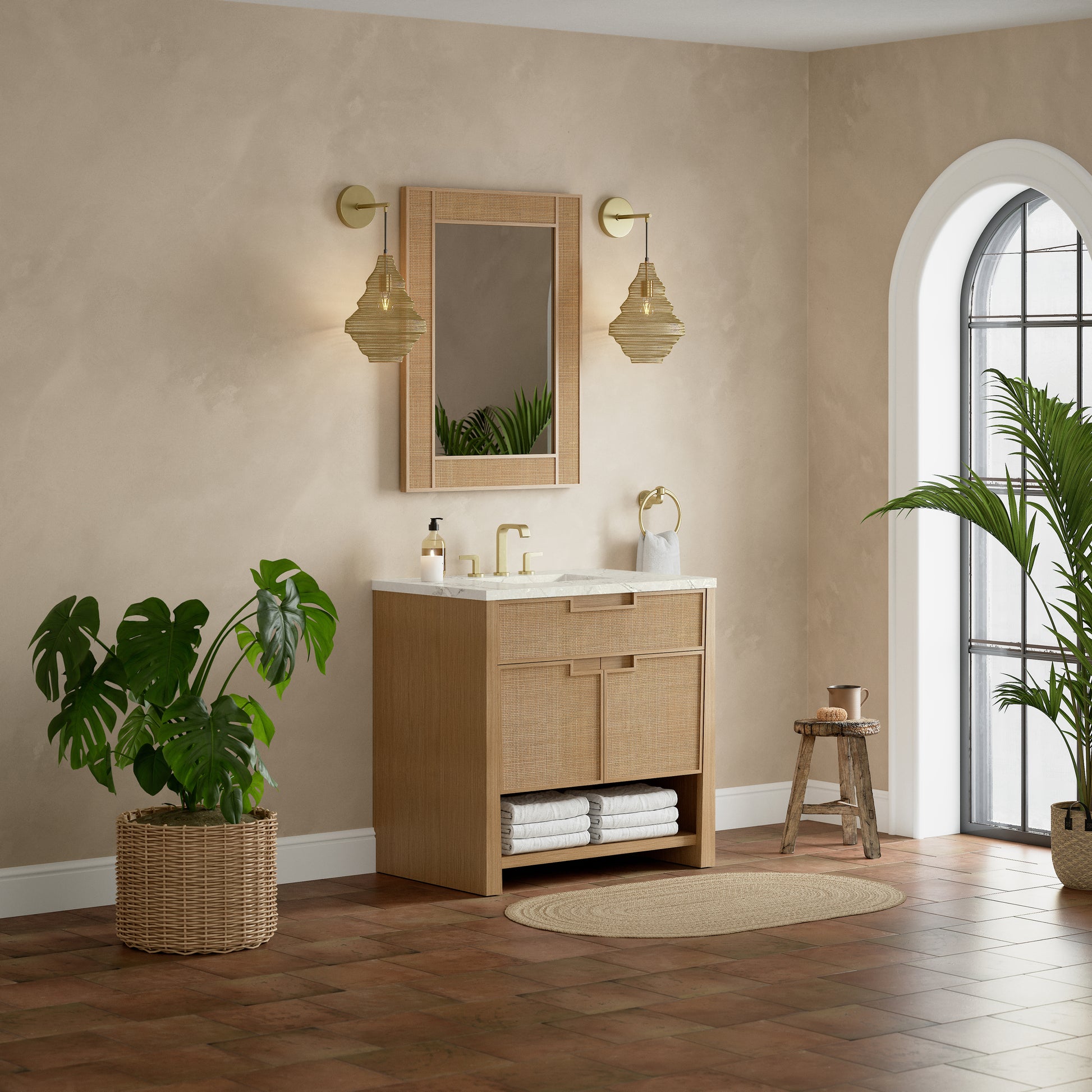 James Martin Vanities Solene 36" Seaside Oak Single Vanity With 3cm Victorian Silver Quartz Top