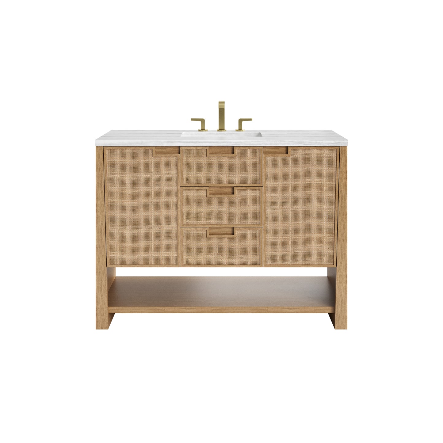 James Martin Vanities Solene 48" Seaside Oak Single Vanity With 3cm Arctic Fall Solid Surface Top
