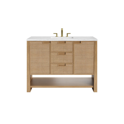 James Martin Vanities Solene 48" Seaside Oak Single Vanity With 3cm Arctic Fall Solid Surface Top