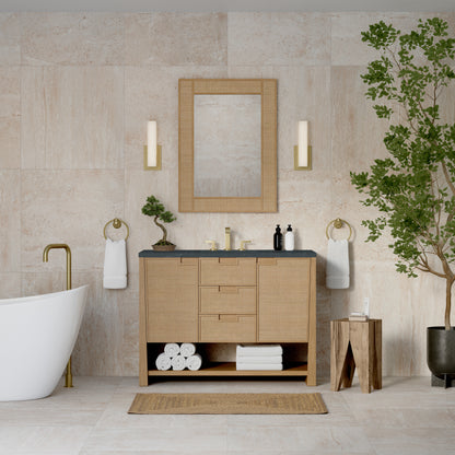 James Martin Vanities Solene 48" Seaside Oak Single Vanity With 3cm Charcoal Soapstone Quartz Top