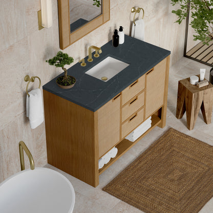 James Martin Vanities Solene 48" Seaside Oak Single Vanity With 3cm Charcoal Soapstone Quartz Top