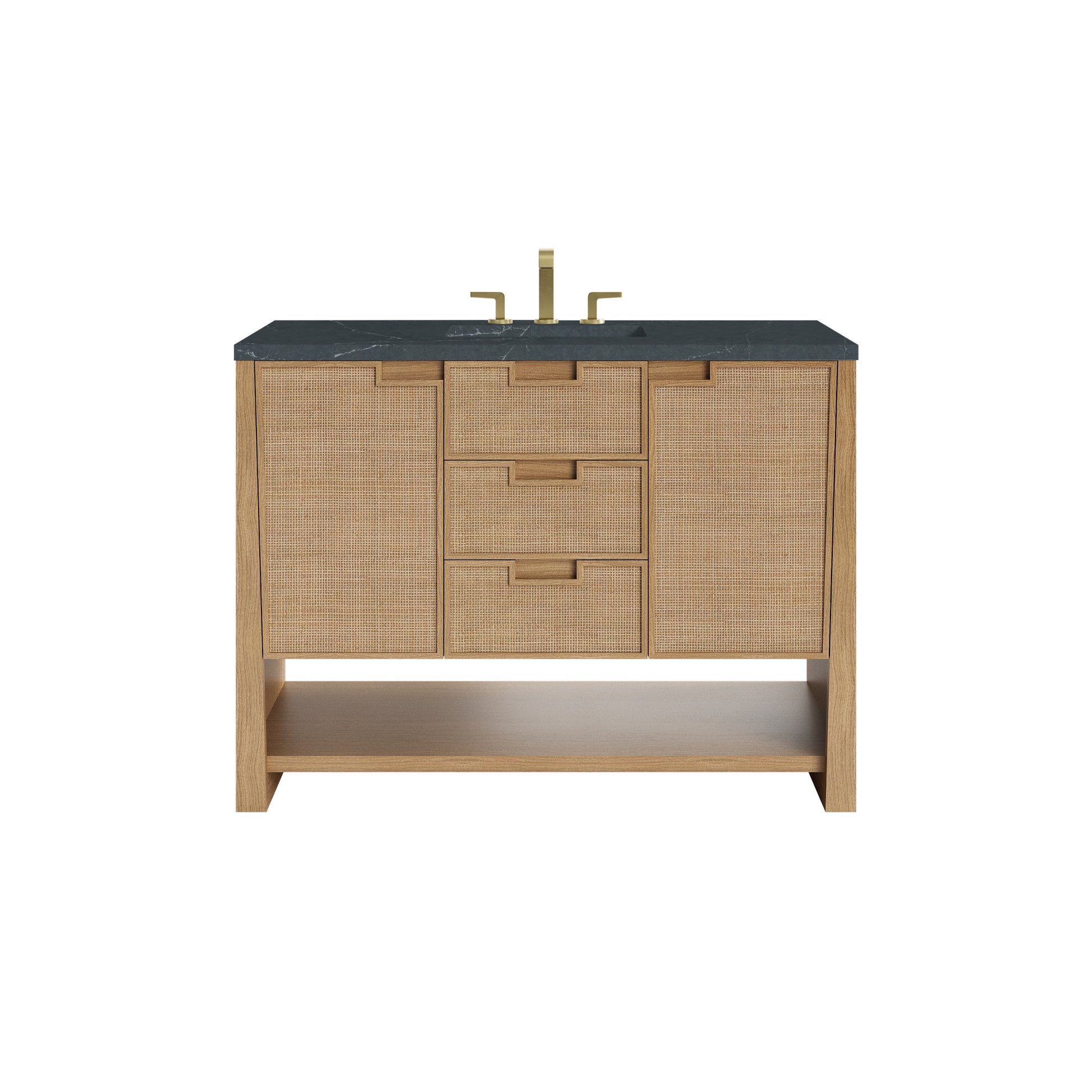 James Martin Vanities Solene 48" Seaside Oak Single Vanity With 3cm Charcoal Soapstone Quartz Top