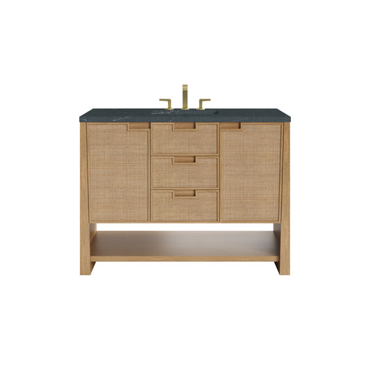 James Martin Vanities Solene 48" Seaside Oak Single Vanity With 3cm Charcoal Soapstone Quartz Top