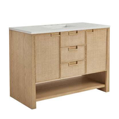 James Martin Vanities Solene 48" Seaside Oak Single Vanity With 3cm Lime Delight Quartz Top