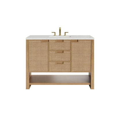 James Martin Vanities Solene 48" Seaside Oak Single Vanity With 3cm Lime Delight Quartz Top