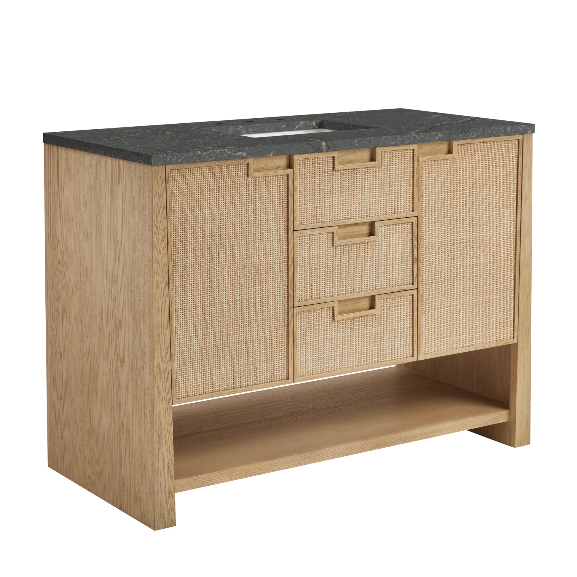 James Martin Vanities Solene 48" Seaside Oak Single Vanity With 3cm Parisien Bleu Quartz Top