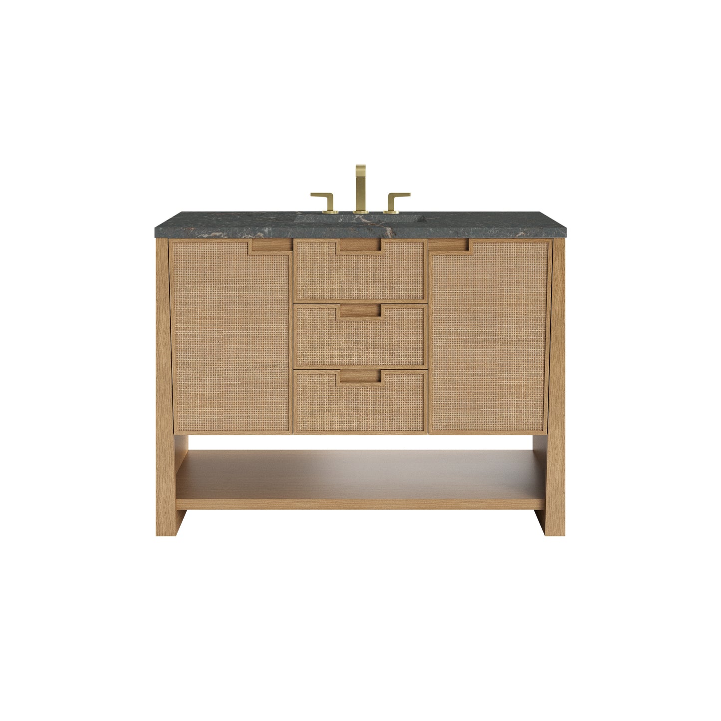 James Martin Vanities Solene 48" Seaside Oak Single Vanity With 3cm Parisien Bleu Quartz Top