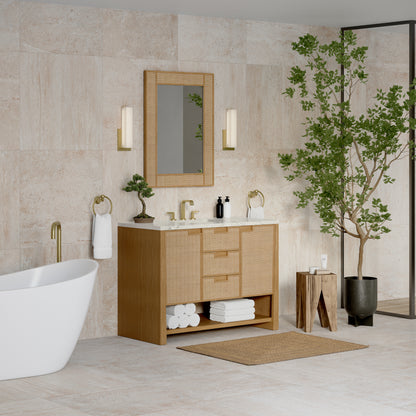 James Martin Vanities Solene 48" Seaside Oak Single Vanity With 3cm Victorian Silver Quartz Top