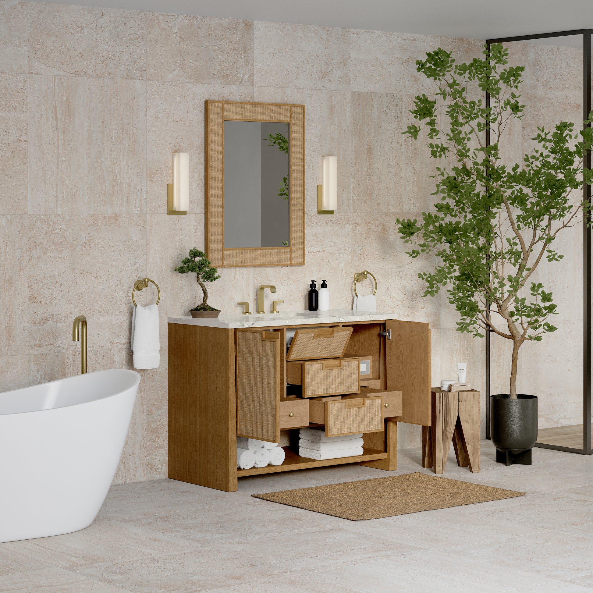 James Martin Vanities Solene 48" Seaside Oak Single Vanity With 3cm Victorian Silver Quartz Top