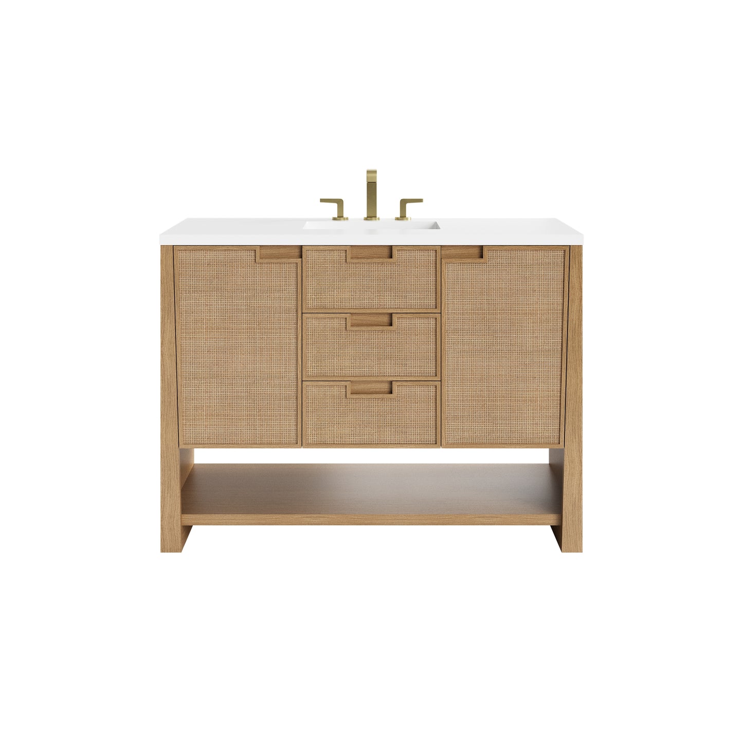 James Martin Vanities Solene 48" Seaside Oak Single Vanity With 3cm White Zeus Quartz Top