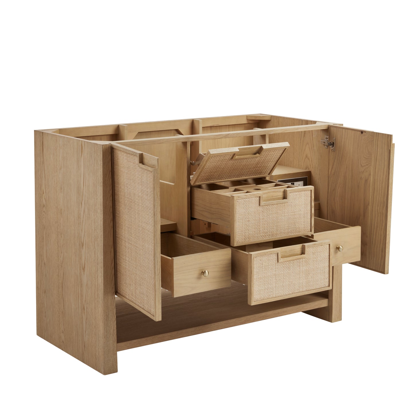 James Martin Vanities Solene 48" Seaside Oak Single Vanity With Single Hole 3cm White Zeus Quartz Top and Backsplash