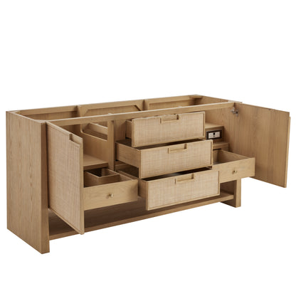 James Martin Vanities Solene 72" Seaside Oak Double Vanity With 3cm Charcoal Soapstone Quartz Top