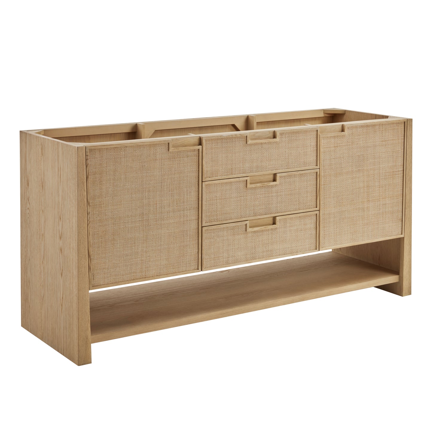 James Martin Vanities Solene 72" Seaside Oak Double Vanity With 3cm Eternal Marfil Quartz Top