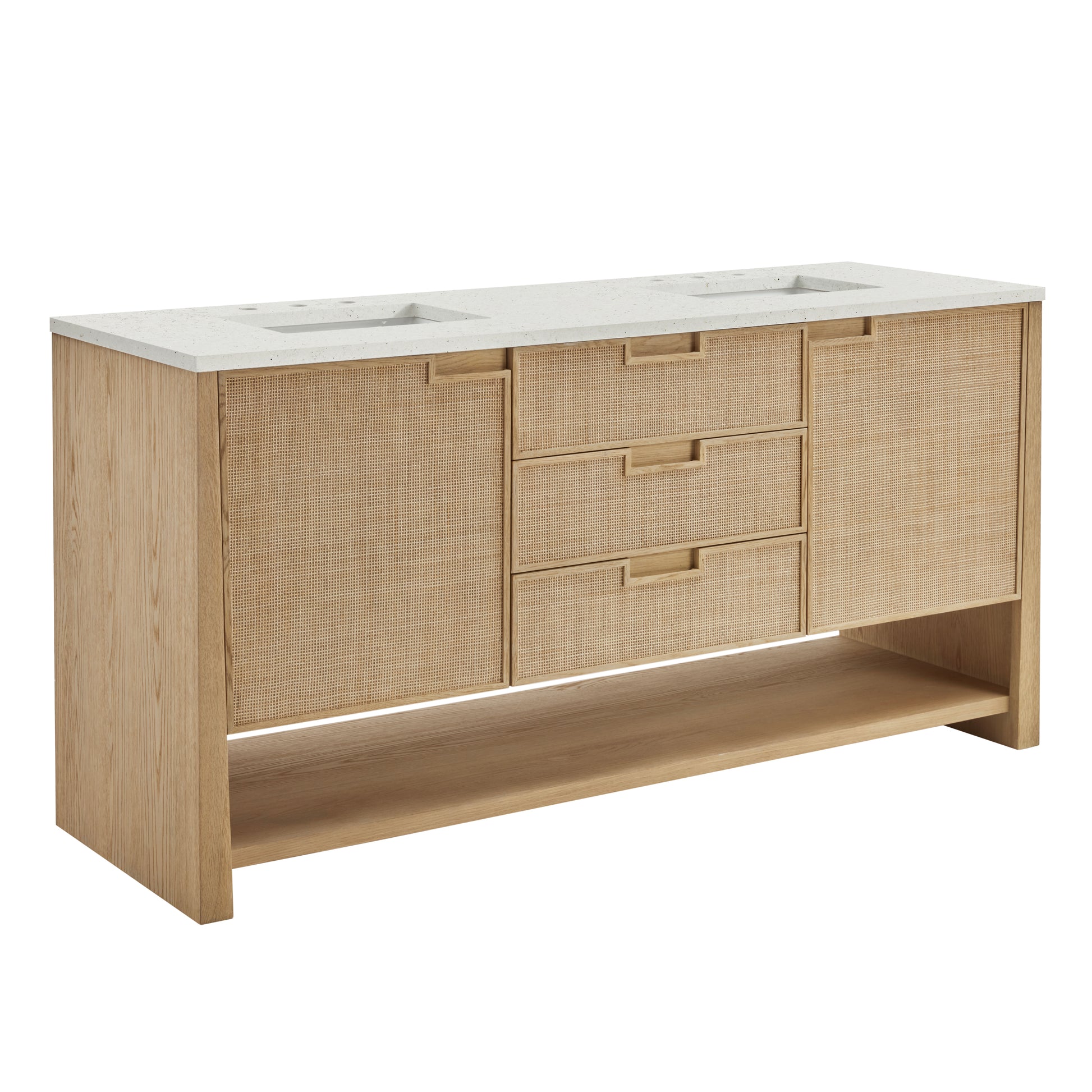 James Martin Vanities Solene 72" Seaside Oak Double Vanity With 3cm Lime Delight Quartz Top