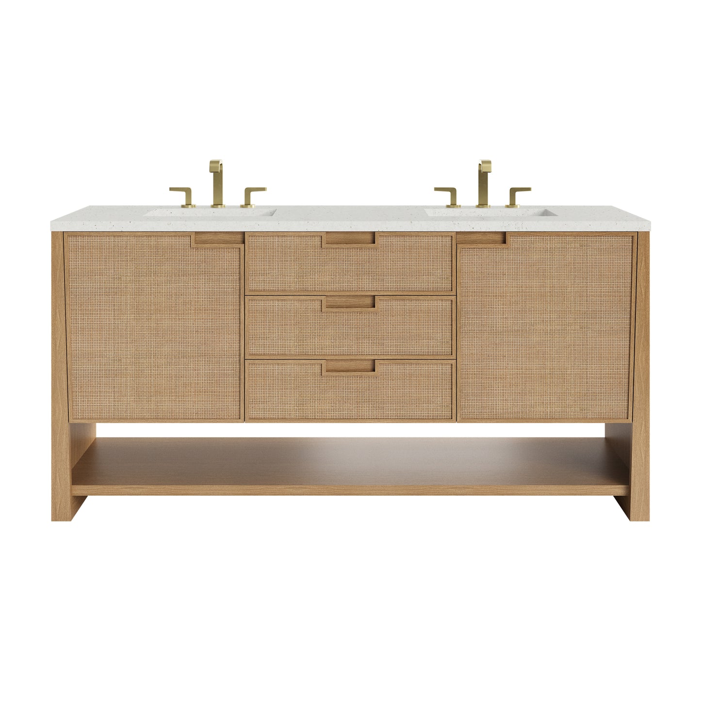 James Martin Vanities Solene 72" Seaside Oak Double Vanity With 3cm Lime Delight Quartz Top