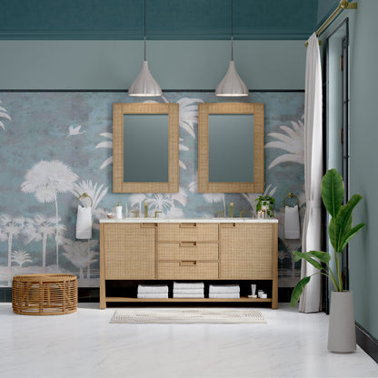 James Martin Vanities Solene 72" Seaside Oak Double Vanity With 3cm Victorian Silver Quartz Top