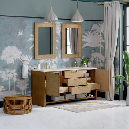 James Martin Vanities Solene 72" Seaside Oak Double Vanity With 3cm Victorian Silver Quartz Top