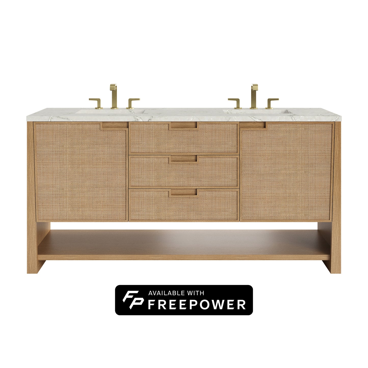 James Martin Vanities Solene 72" Seaside Oak Double Vanity With 3cm Victorian Silver Silestone Top With FreePower Wireless Charger