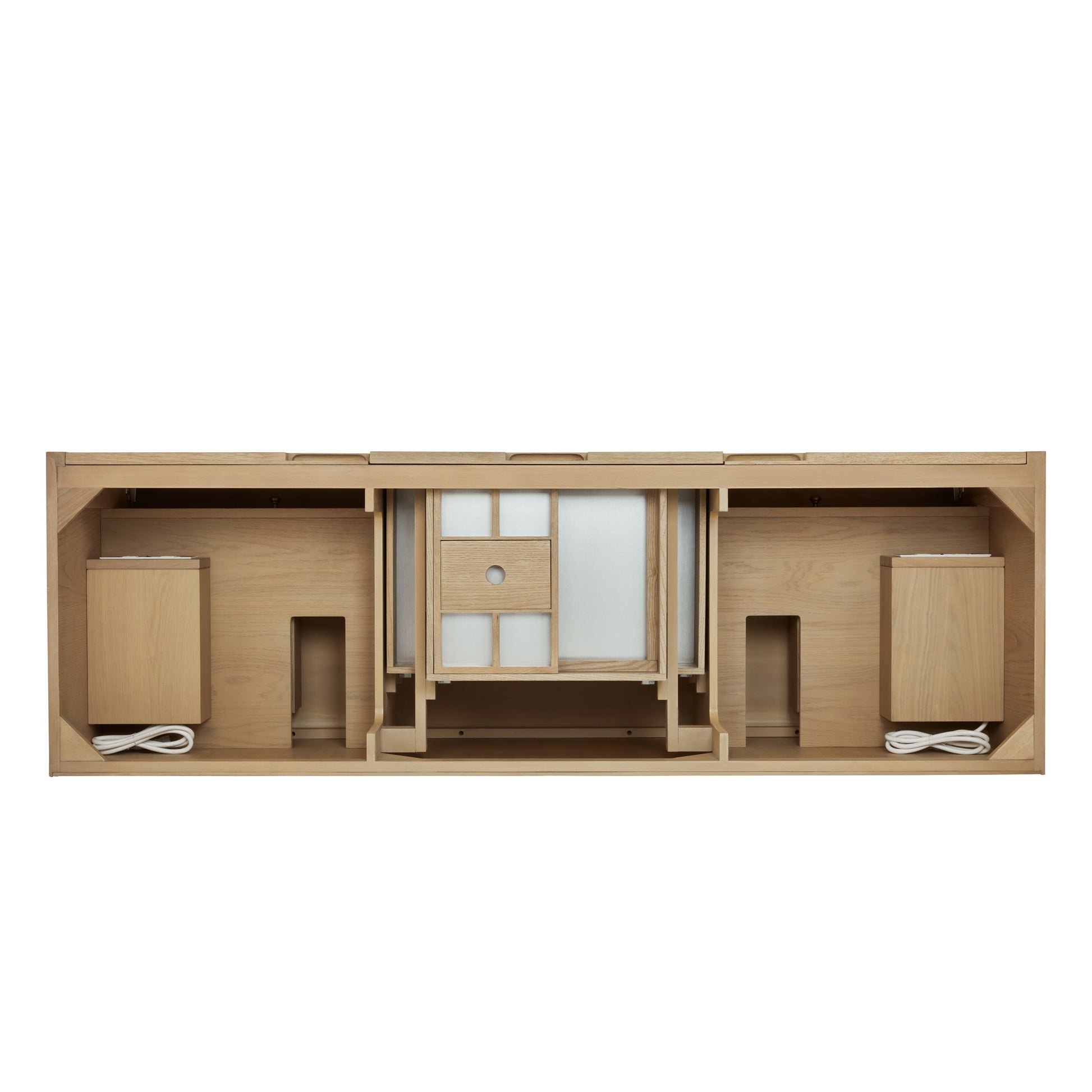 James Martin Vanities Solene 72" Seaside Oak Double Vanity With 3cm White Zeus Quartz Top