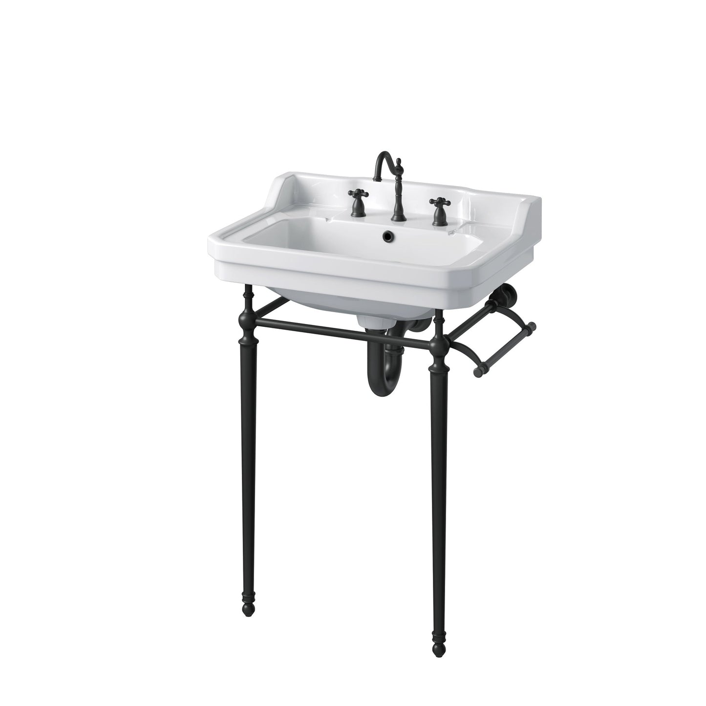 James Martin Wellington 24" Single Console Sink With Matte Black Finish Stand