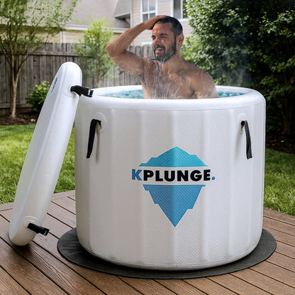 K-Plunge Arctic Fox 60" Gray 1-Person Inflatable Cold Plunge Ice Bath Tub/Hot Tub With PVC Insulated Lid, Pump and Repair Kit