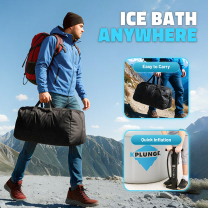 K-Plunge Arctic Fox 60" Gray 1-Person Inflatable Cold Plunge Ice Bath Tub/Hot Tub With PVC Insulated Lid, Pump and Repair Kit