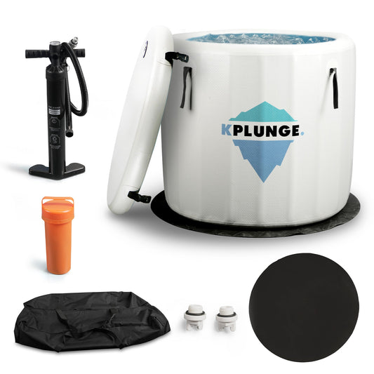 K-Plunge Arctic Fox 60" Gray 1-Person Inflatable Cold Plunge Ice Bath Tub/Hot Tub With PVC Insulated Lid, Pump and Repair Kit