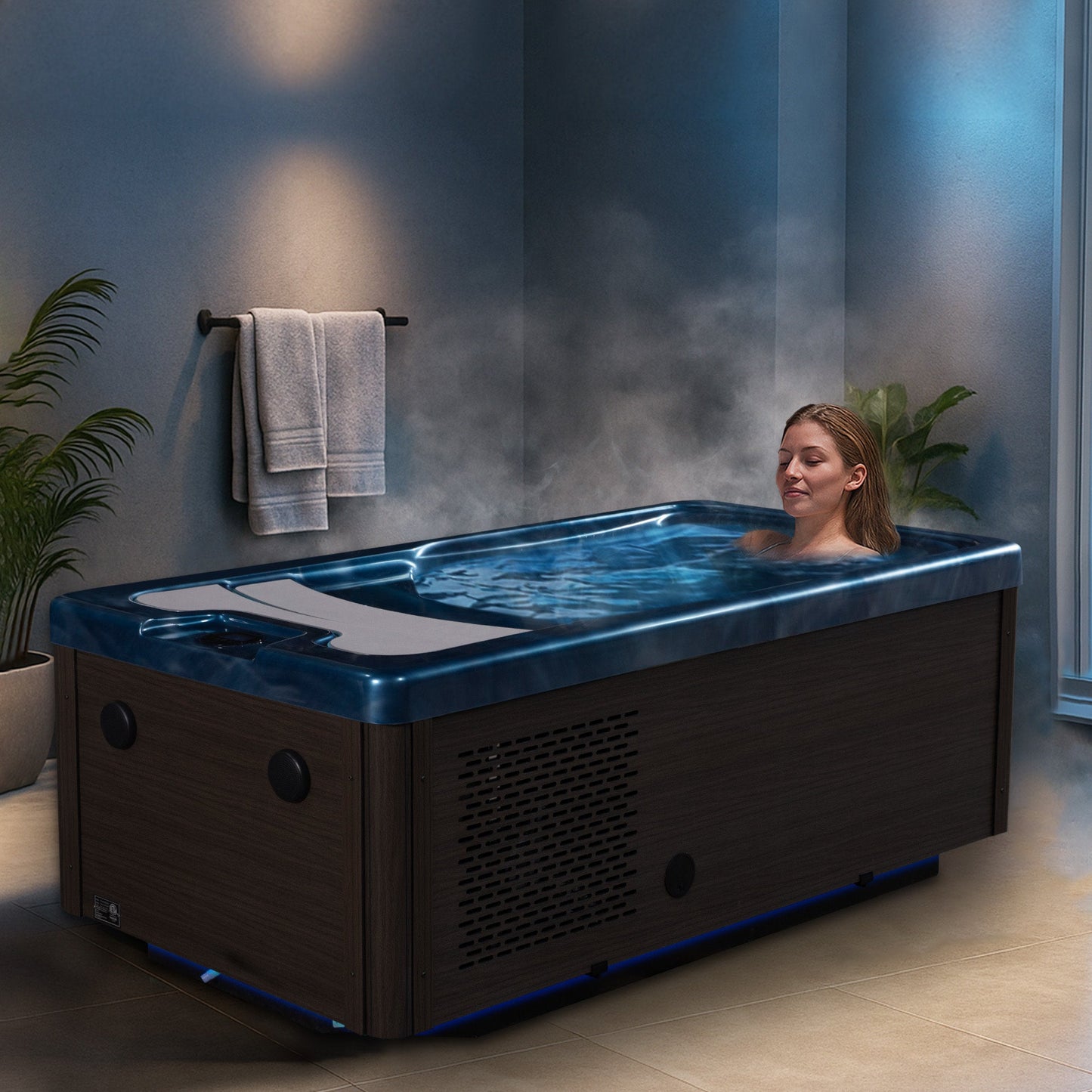 K-Plunge Borealis 79" Blue All-in-One Cold Plunge and Hot Tub With Built-in Chiller, Lights, and WiFi