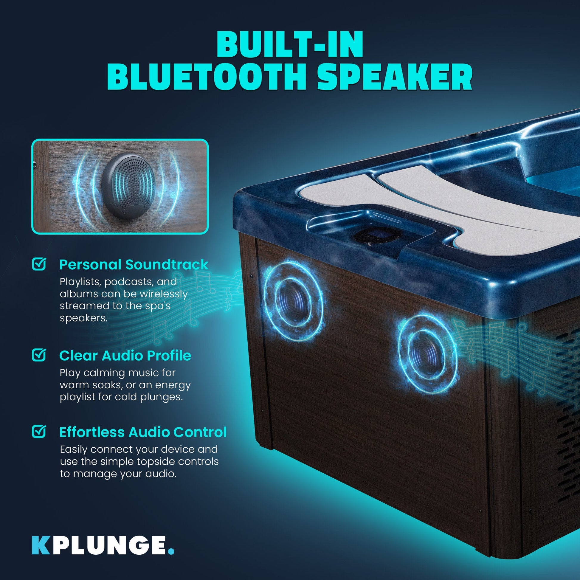 K-Plunge Borealis 79" Blue All-in-One Cold Plunge and Hot Tub With Built-in Chiller, Lights, and WiFi