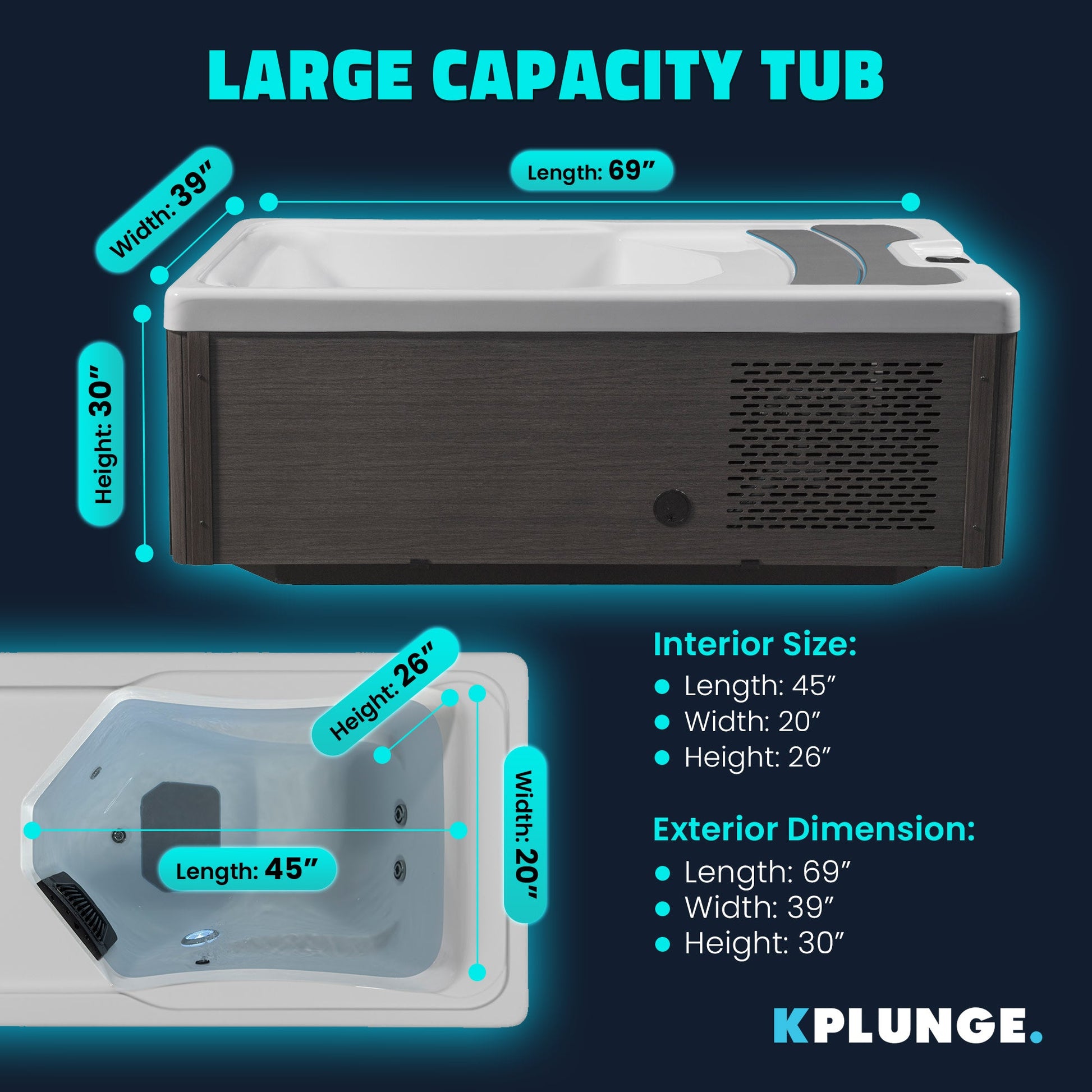 K-Plunge Borealis 79" White All-in-One Cold Plunge and Hot Tub With Built-in Chiller, Lights, and WiFi