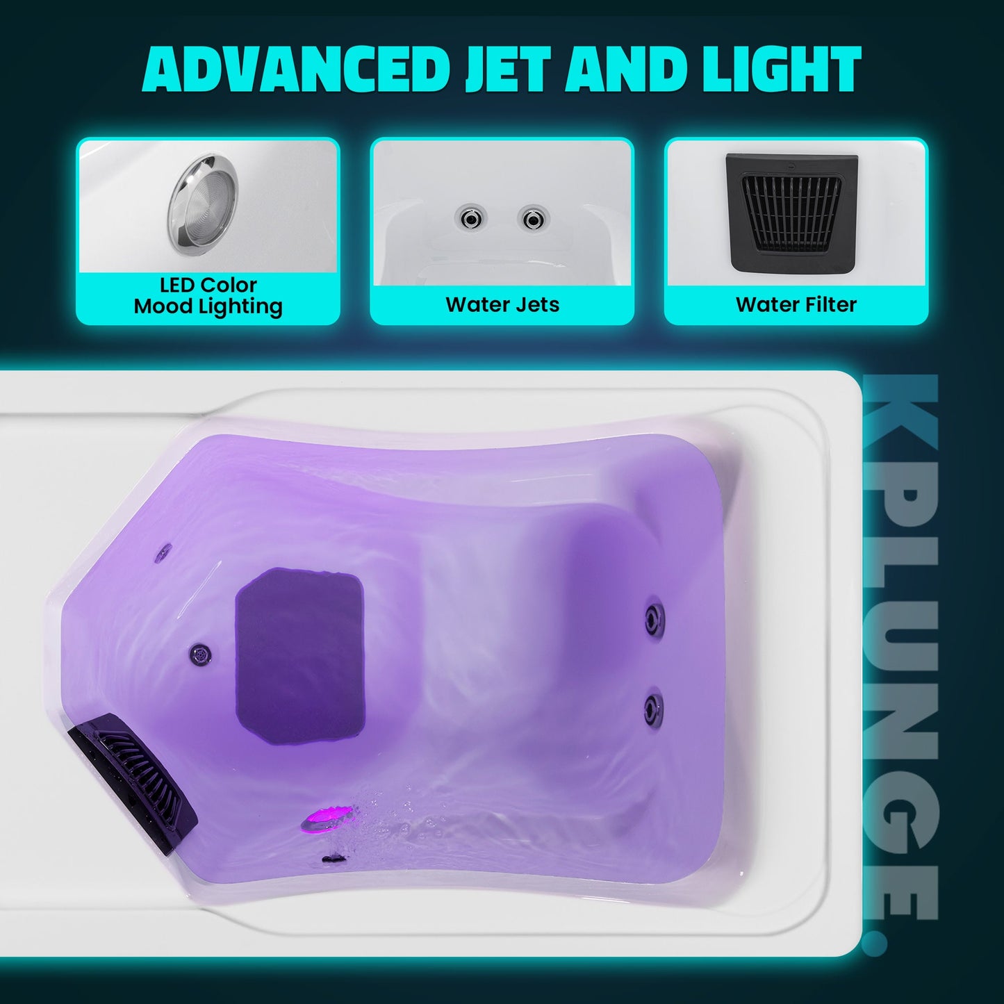 K-Plunge Borealis 79" White All-in-One Cold Plunge and Hot Tub With Built-in Chiller, Lights, and WiFi