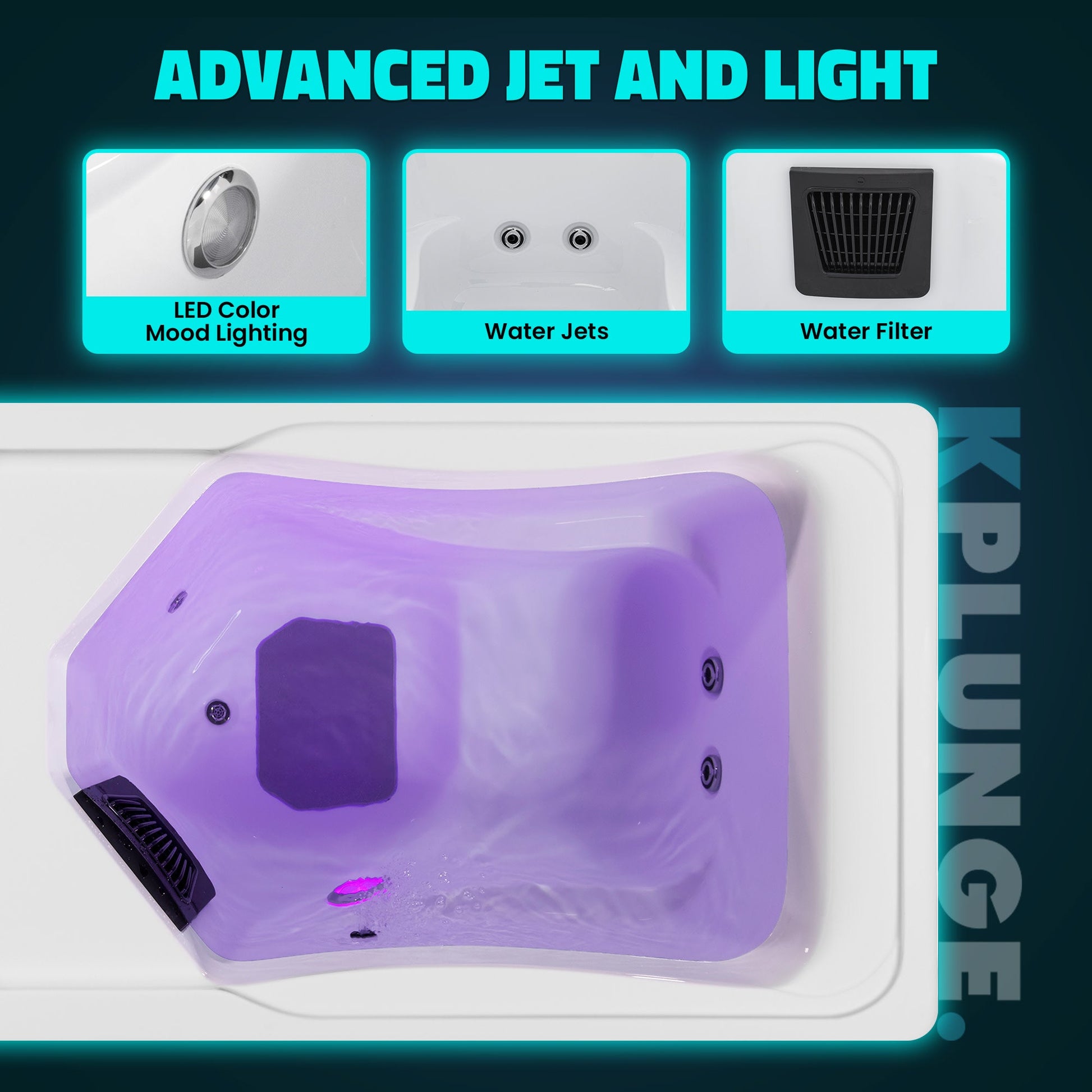 K-Plunge Borealis 79" White All-in-One Cold Plunge and Hot Tub With Built-in Chiller, Lights, and WiFi
