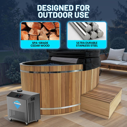 K-Plunge Cedar 62" Natural Finish 24 in. Depth and 169 Gal. Capacity Cold Plunge and Hot Tub Soaker