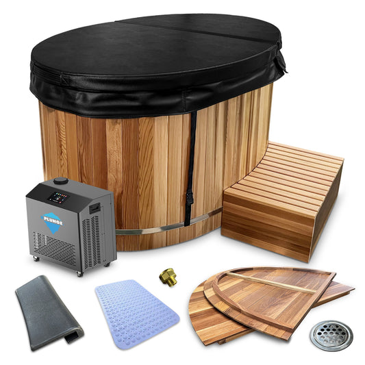 K-Plunge Cedar 62" Natural Finish 24 in. Depth and 169 Gal. Capacity Cold Plunge and Hot Tub With 1 hp Chiller